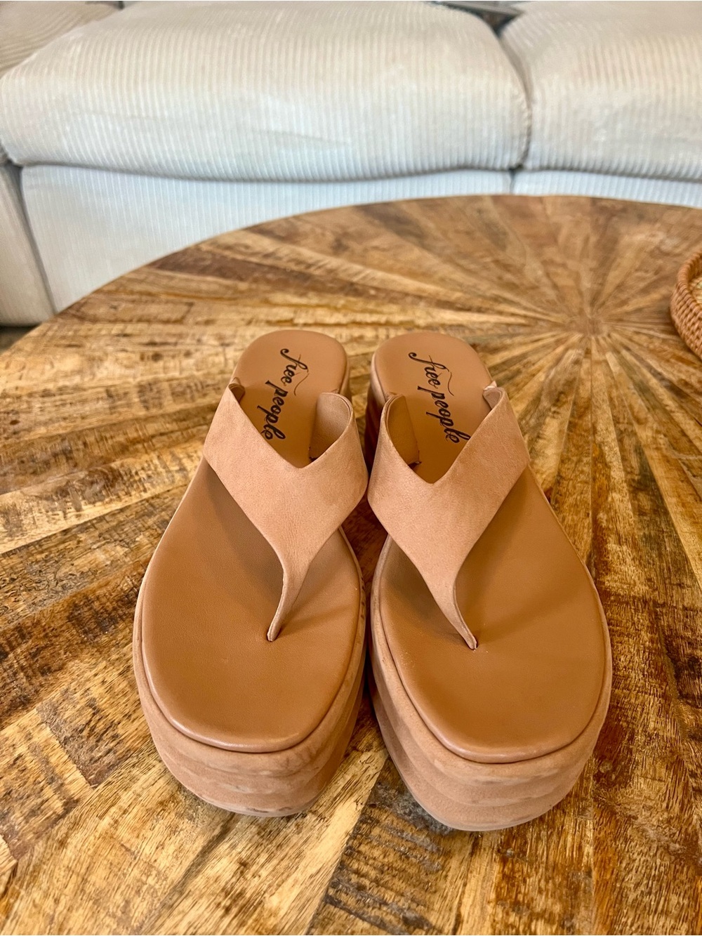Free People Chestnut Platform Thong Sandals